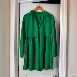 Zara Kelly Green Babydoll Long Sleeve Smock Dress Size Medium
